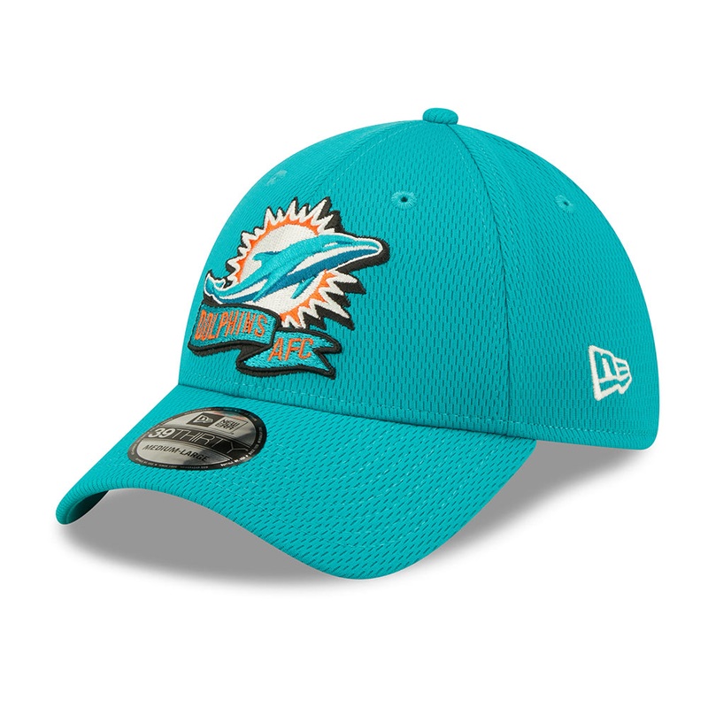 New Era 39THIRTY Miami Dolphins Baseball Cap – NFL Sideline On Field – Teal Small/Medium