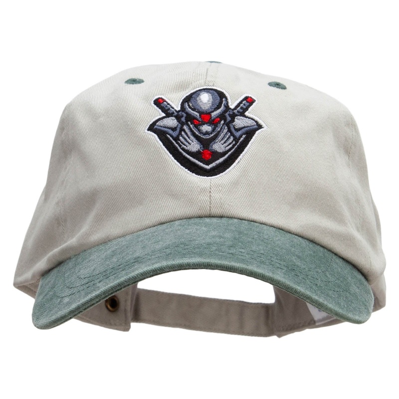 Ninja Gamer Embroidered Pigment Dyed Wash Cap Beige Green One Size
