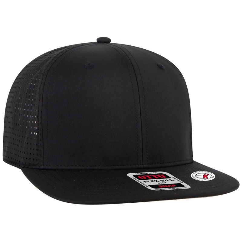 OTTO Cap 950-4 OTTO Snap 6 Panel Pro Style Snapback Hat, Perforated Cap Black