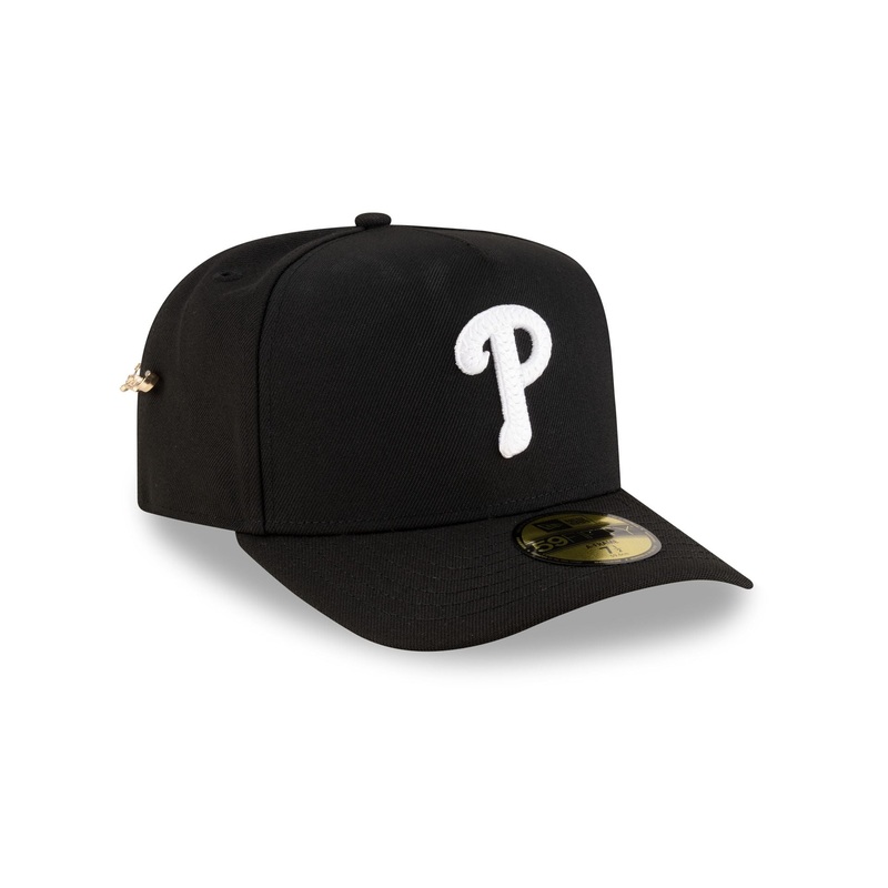 Philadelphia Phillies Black Script Safety Pin 59FIFTY A-Frame Fitted Hat 7