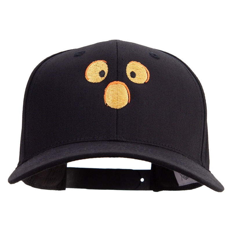 Scary Pumpkin Face Embroidered Six Panels Pro Style Cap Black One Size