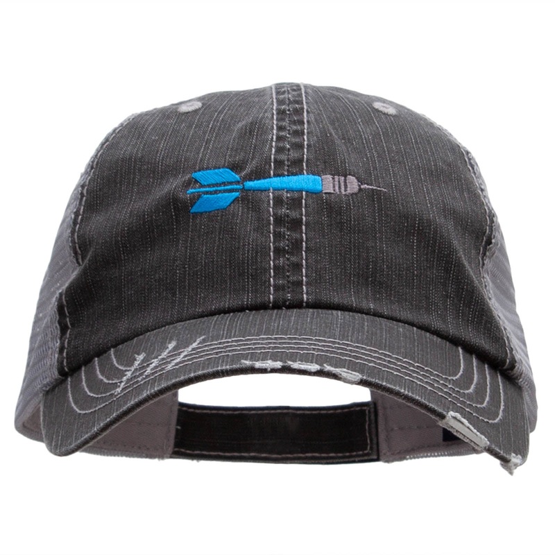 The Throwing Dart Embroidered Frayed Mesh Cap Black One Size