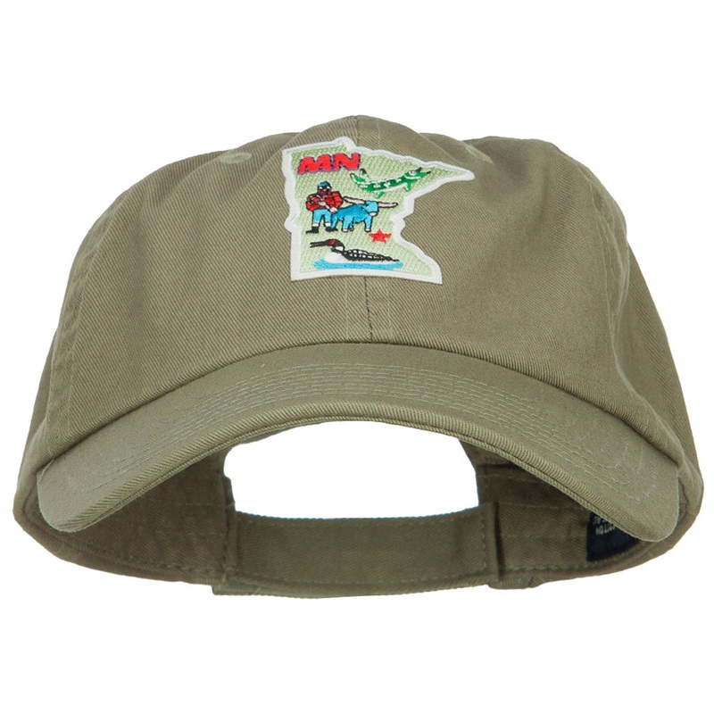 USA State Minnesota Patched Low Profile Cap Olive One Size