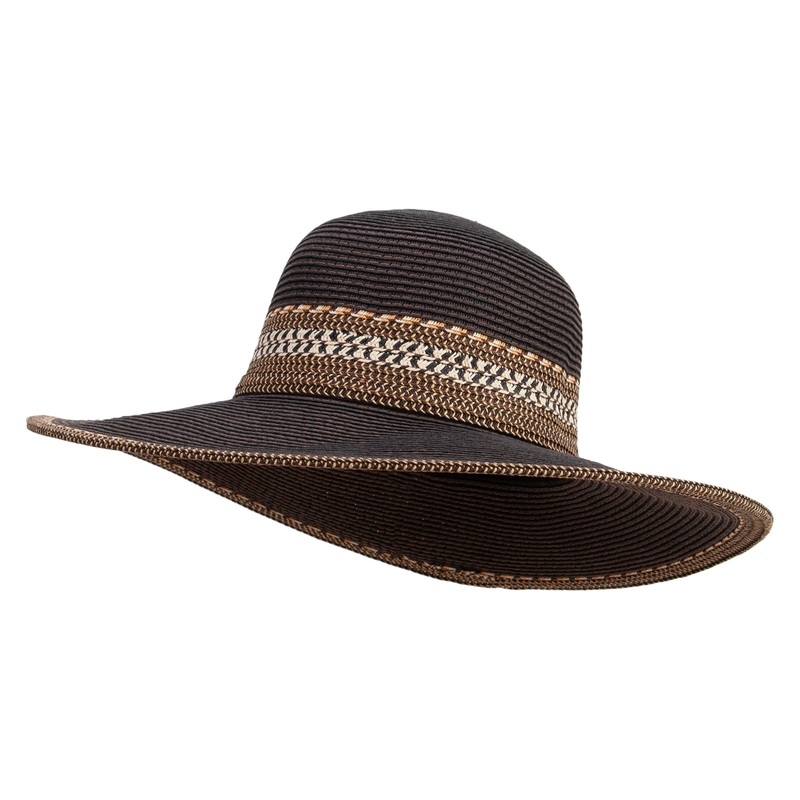 Women’s Paper Braid Contrast Stitching Hat Black One Size