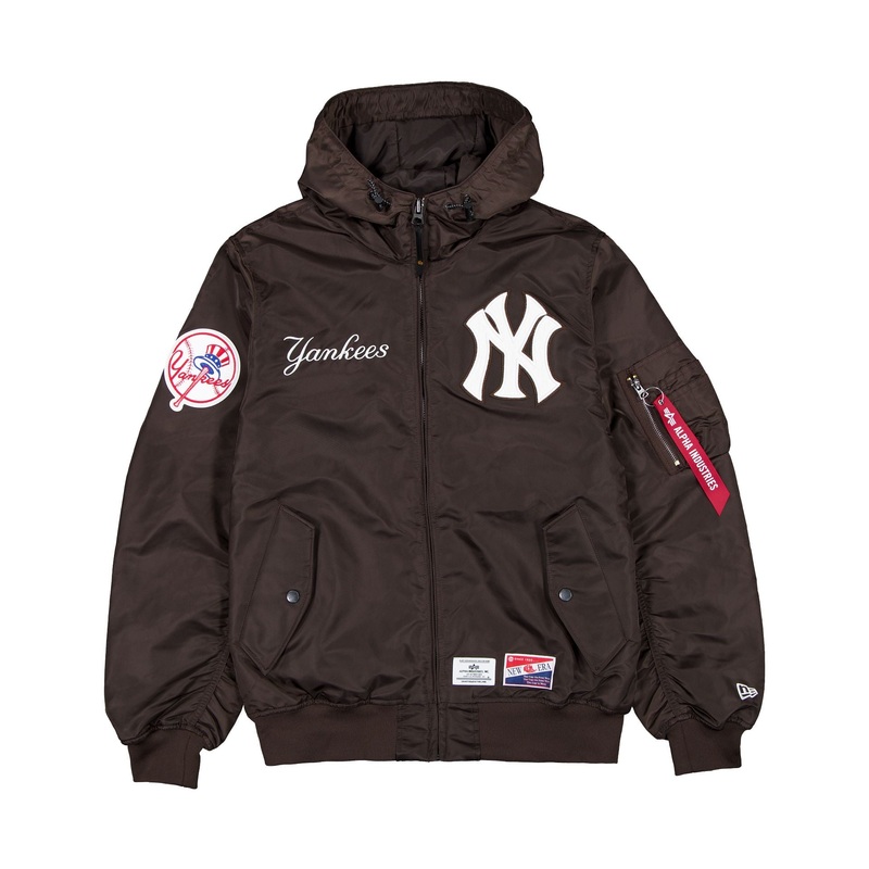 Alpha Industries x New York Yankees L-2B Hooded Bomber Jacket Brown S