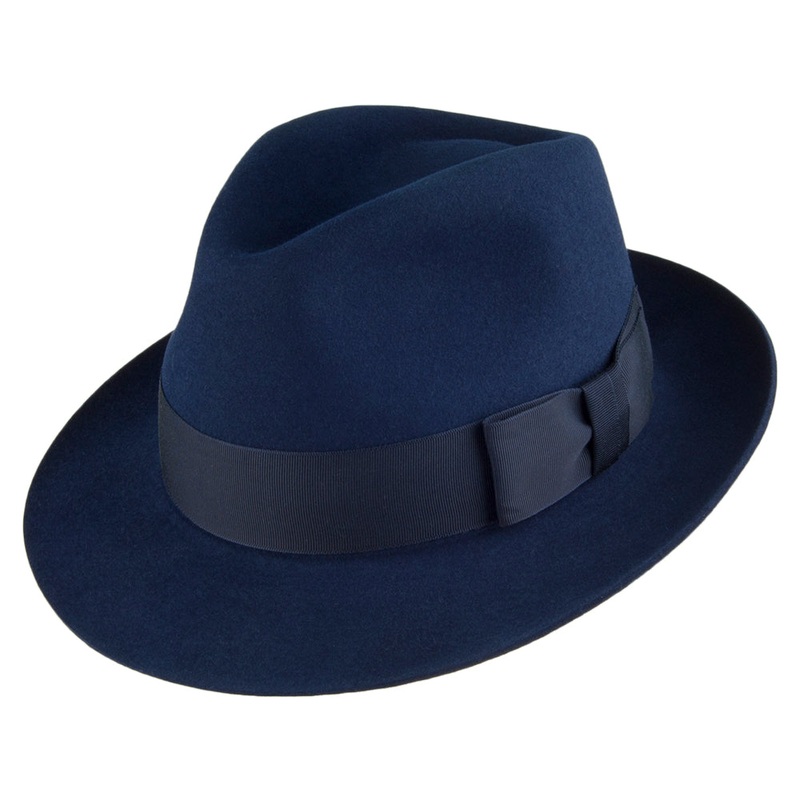 Christys Hats Bond Fur Felt Trilby Hat – Blue 55