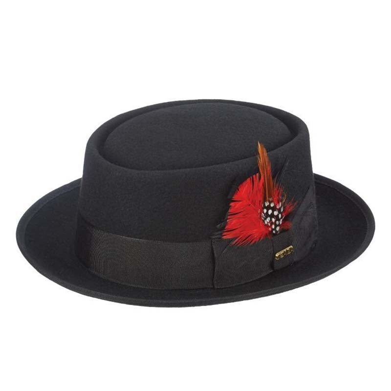 Encore Structured Wool Felt Porkpie Hat – Scala Hats Black Medium (22.25″)