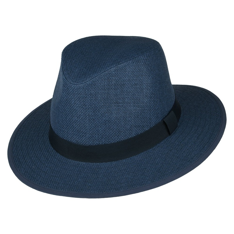 Failsworth Hats Toyo Straw Safari Fedora Hat – Navy Blue S