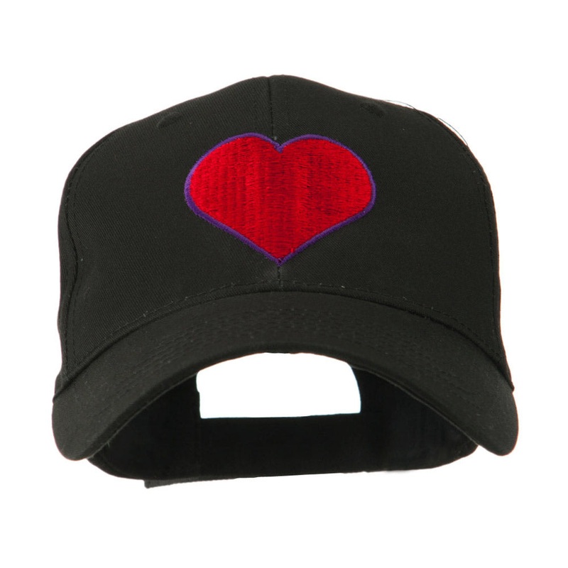 Filled Heart Symbol Embroidery Cap Black One Size
