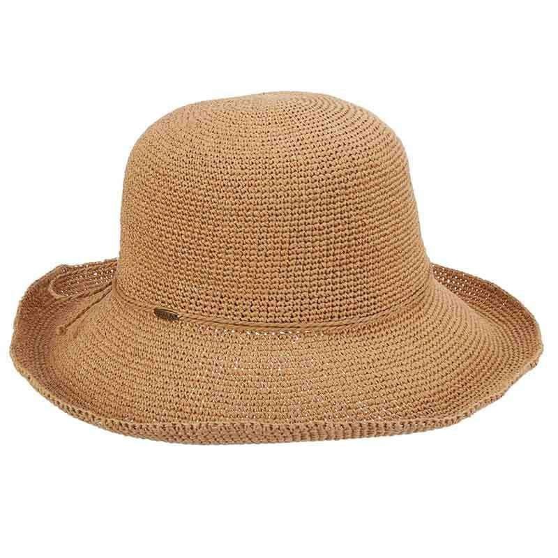 Fine Crochet Toyo Up Turned Brim Hat – Scala Collection Hats Natural