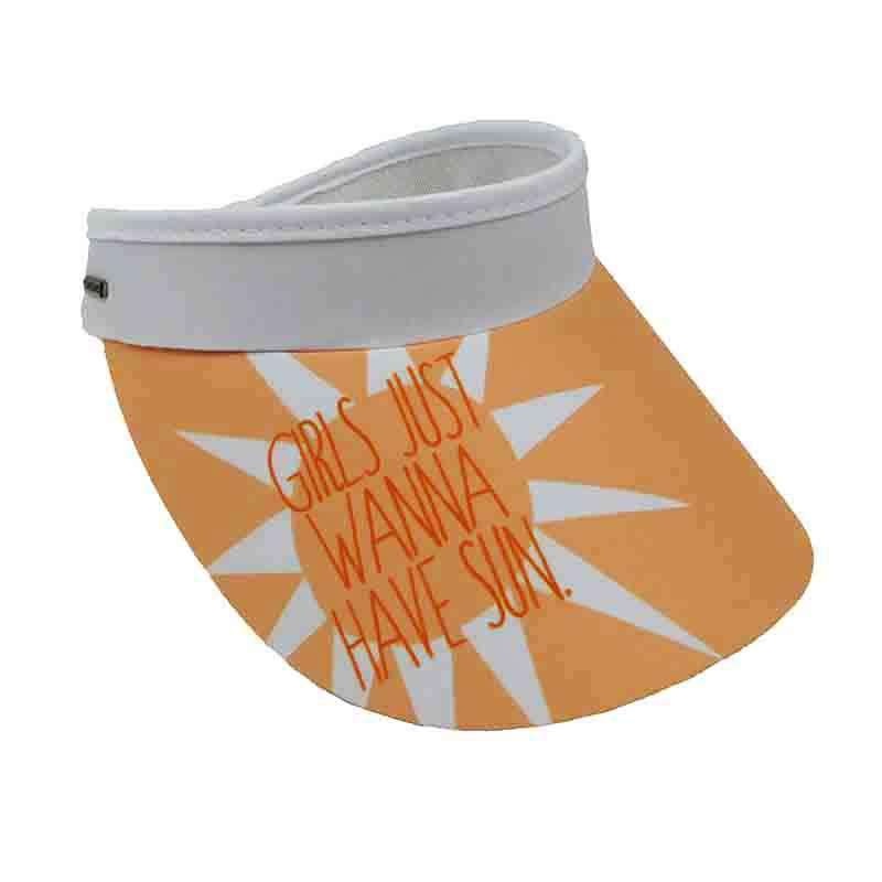 Girls Just Wanna Have Sun Visor Hat with Coil – Sun ‘N’ Sand Hats Orange