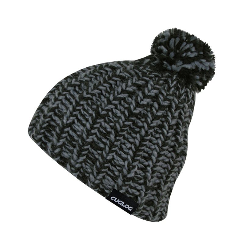 Hewitts Pom Beanie, Soft Knit Cap with Thick Knitting – Cuglog K021 Black/Dark Grey