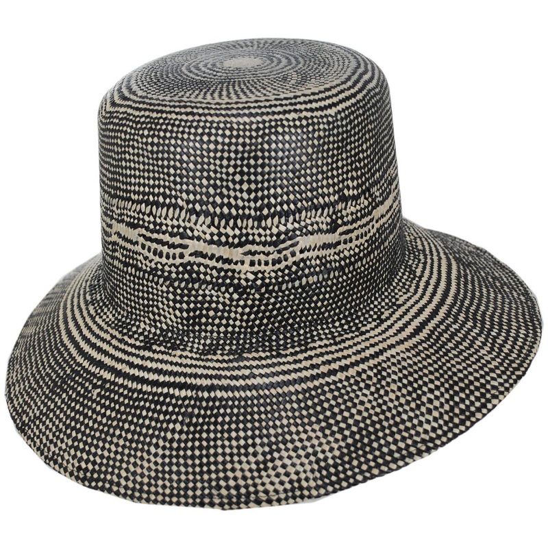 Lopez Panama Straw Sun Hat NAVY XS