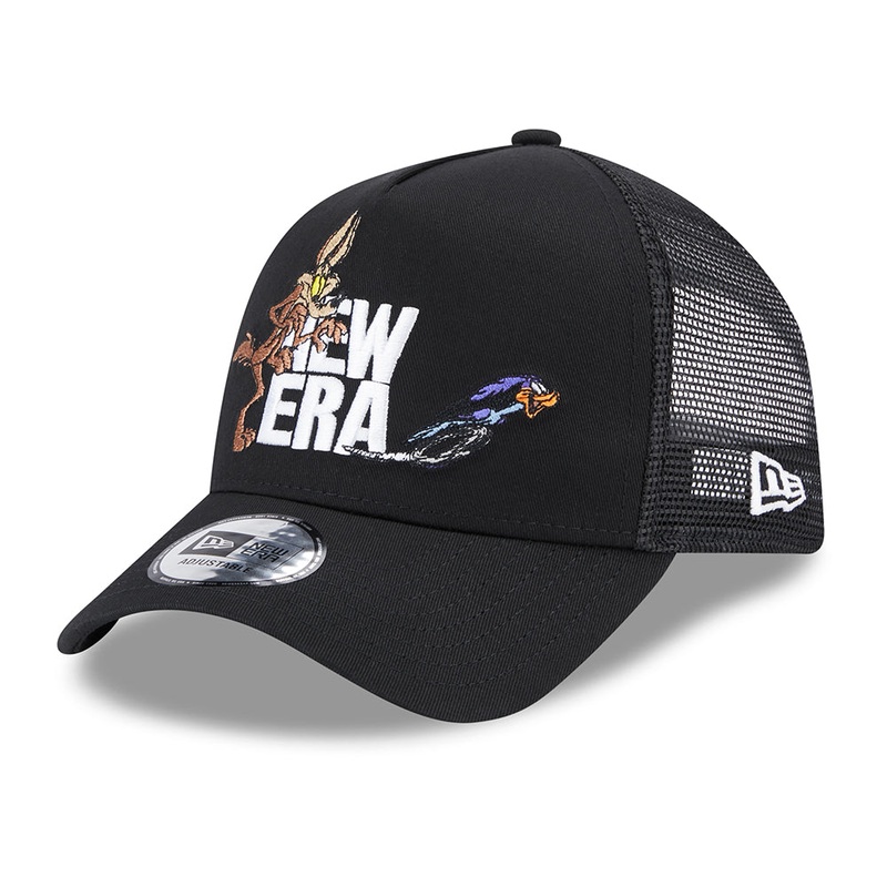 New Era Wile E. Coyote & the Road Runner A-Frame Trucker Cap – Looney Tunes – Black Adjustable