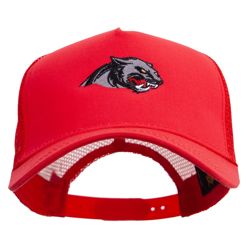 Panther Five Panels Pro Style Trucker Mesh Cap Red One Size
