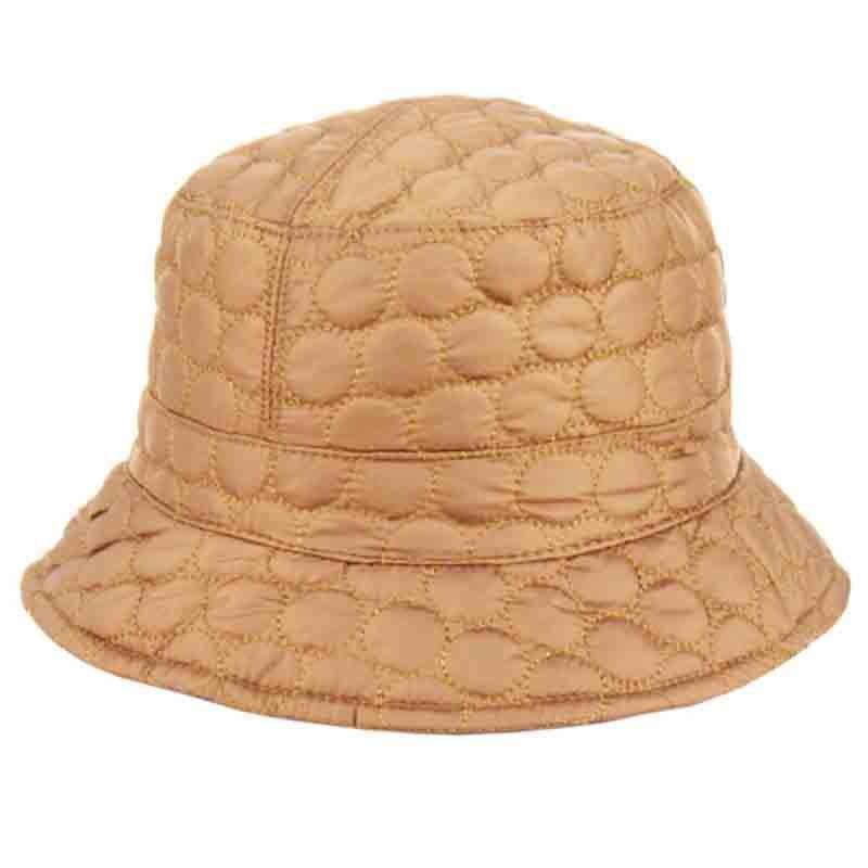 Quilted Stitch Bucket Hat with Toggle – Angela & William Beige