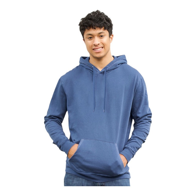 Royal Apparel Unisex Vintage Pigment-Dyed Fleece Pullover Hoodie  Style 13555PD Made in USA Blue Steel XS