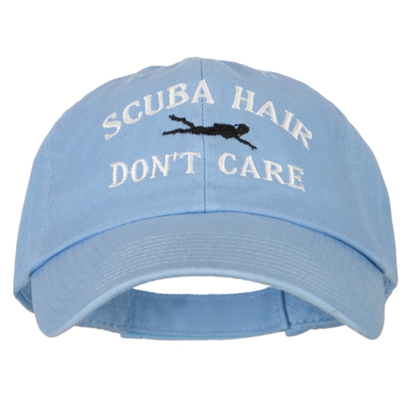 Scuba Hair Don’t Care Embroidered Low Profile Cotton Cap Sky Blue One Size
