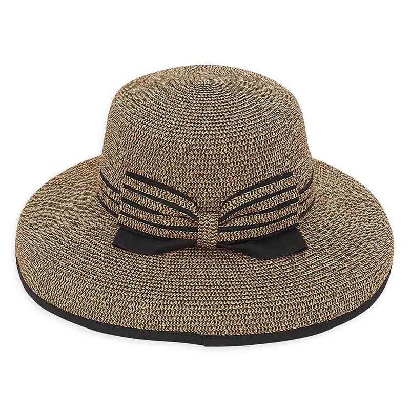 Tweed Straw Tiffany Brim Summer Hat – Sun ‘N’ Sand Hats Black Tweed Medium (57 cm)