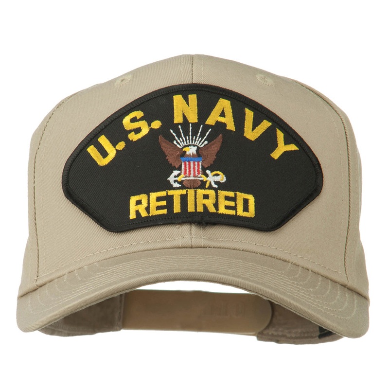 US Navy Retired Military Patched Cap Khaki One Size