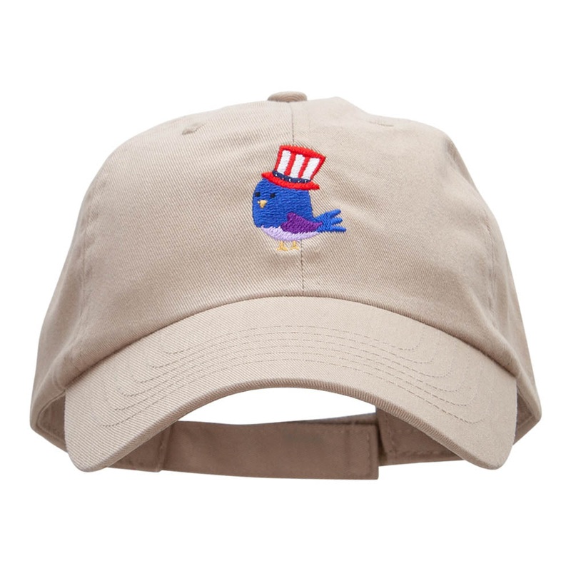 USA Bird Embroidered PET Spun Mesh Cap Khaki One Size