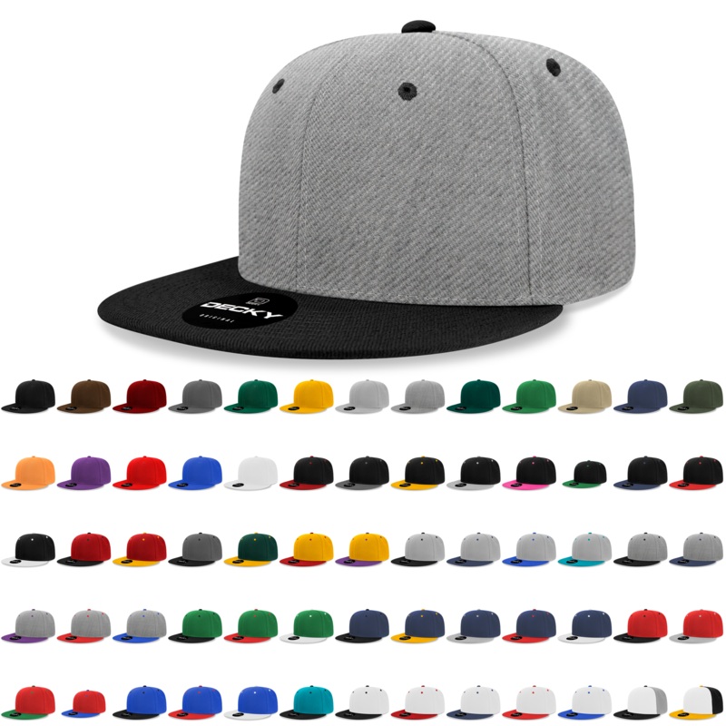 Decky 6020 High Profile 6 Panel Snapback, Flat Bill Hat Black