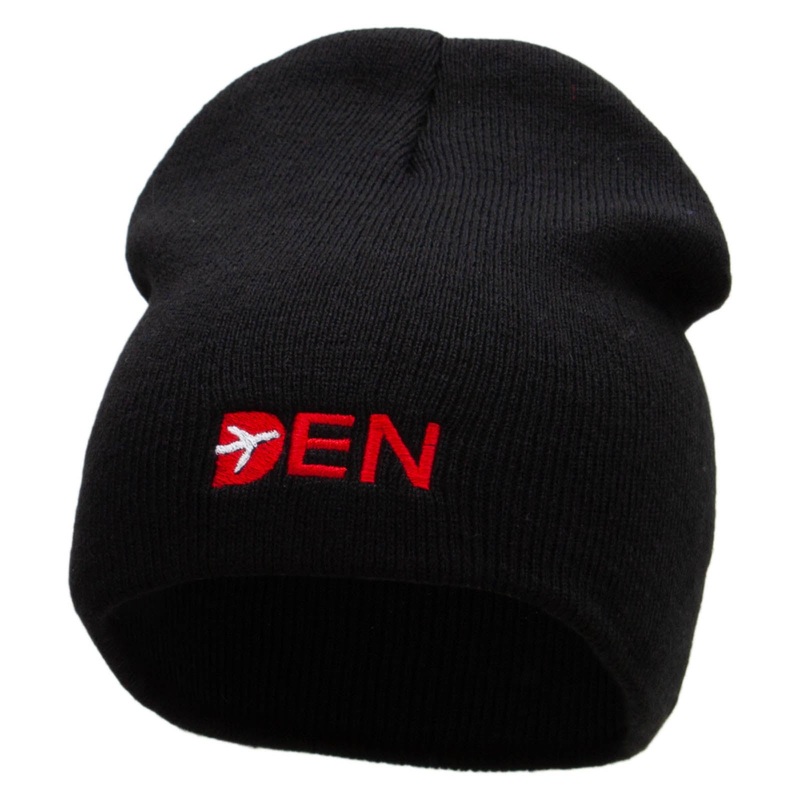 Den Embroidered 8 inch Acrylic Short Blank Beanie Black One Size