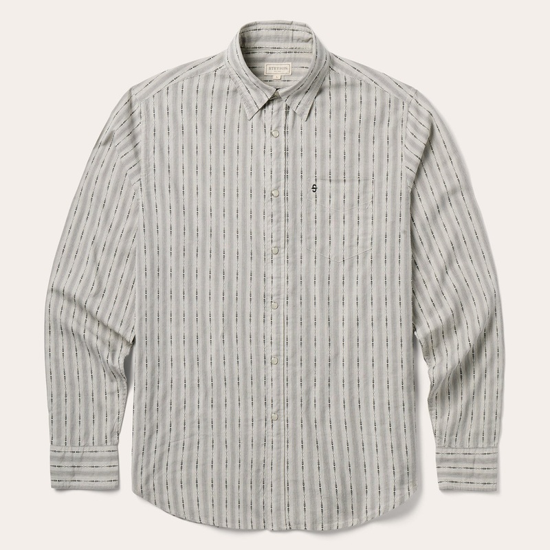 Dobby Stripe Shirt Tan S