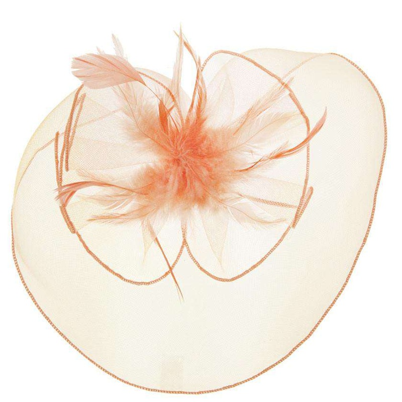 Double Layer Mesh Fascinator Peach