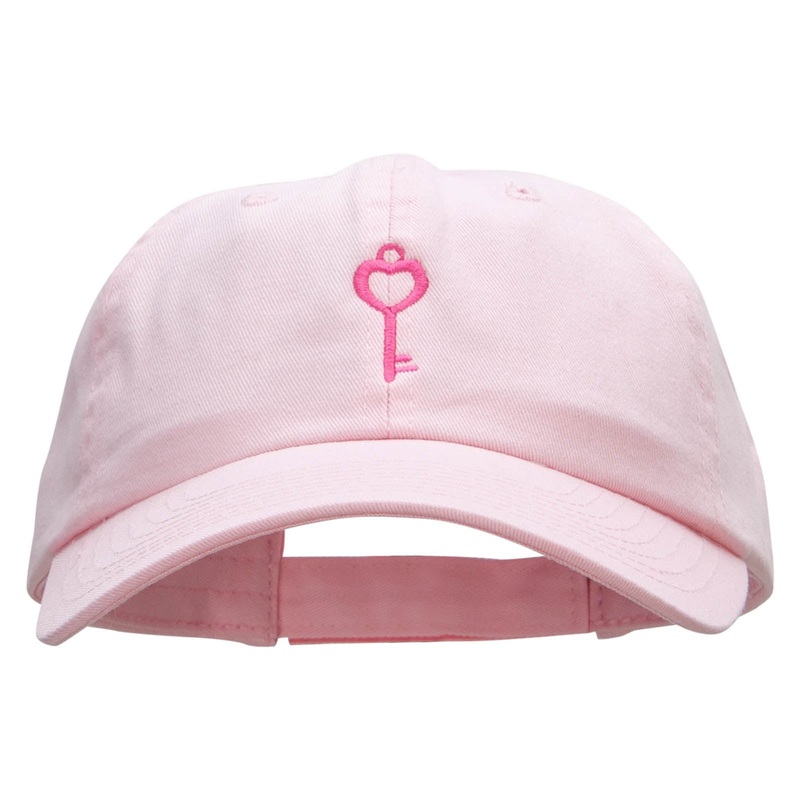 Key Of Love Embroidered Low Profile Dyed Cotton Twill Cap Lt Pink One Size