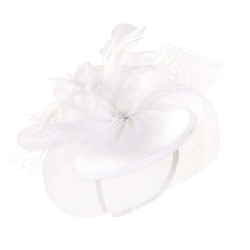 Mesh Veil and Netting Bow Fascinator White