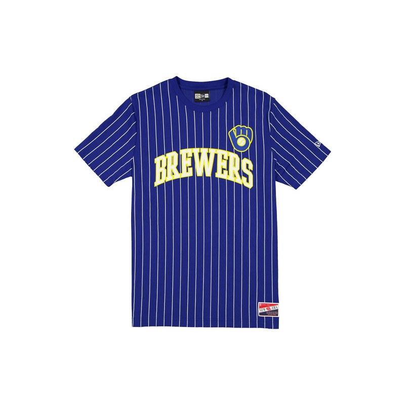 Milwaukee Brewers Throwback Pinstripe Wordmark T-Shirt S
