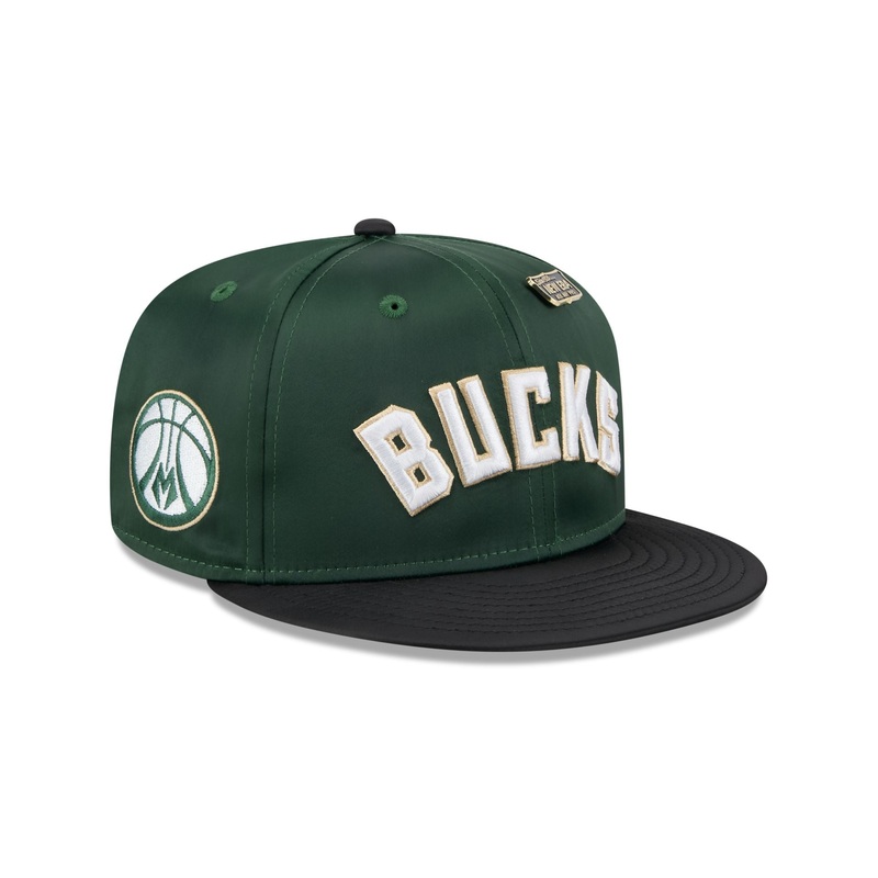 Milwaukee Bucks Satin Pin 9FIFTY Snapback Hat One Size