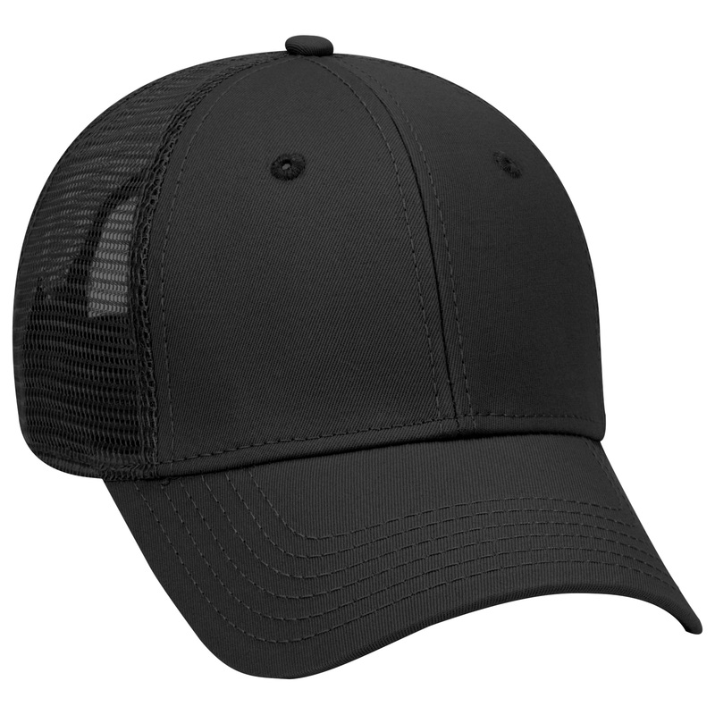 Otto 6 Panel Low Profile Mesh Back Trucker Hat, Cotton Twill Cap – 83-942 Black