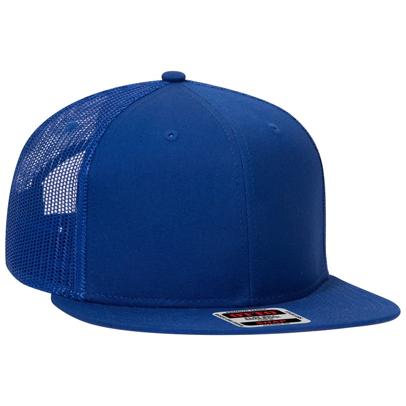 Otto Cap 141-1070 Otto Snap 6 Panel Mid Profile Mesh Back Trucker Snapback Hat 001 – Royal