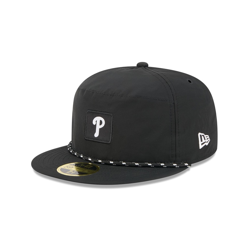 Philadelphia Phillies Black Poly Rope Split Panel 59FIFTY Fitted Hat 7