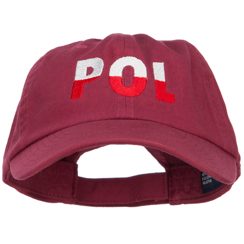 Poland POL Flag Embroidered Low Profile Cap Wine One Size