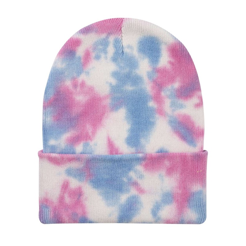 Sportsman SP412 – 12″ Tie-Dyed Knit Cap, Tie Dye Beanie Cotton Candy