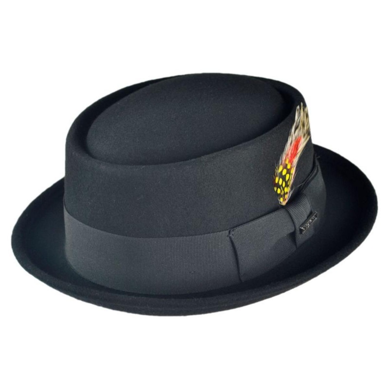 Wool Felt Pork Pie Hat BLACK S