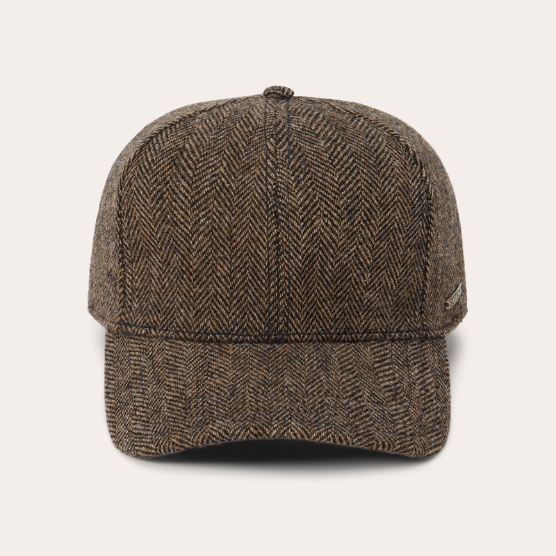 Wool Herringbone Baseball Cap Brown Melange S