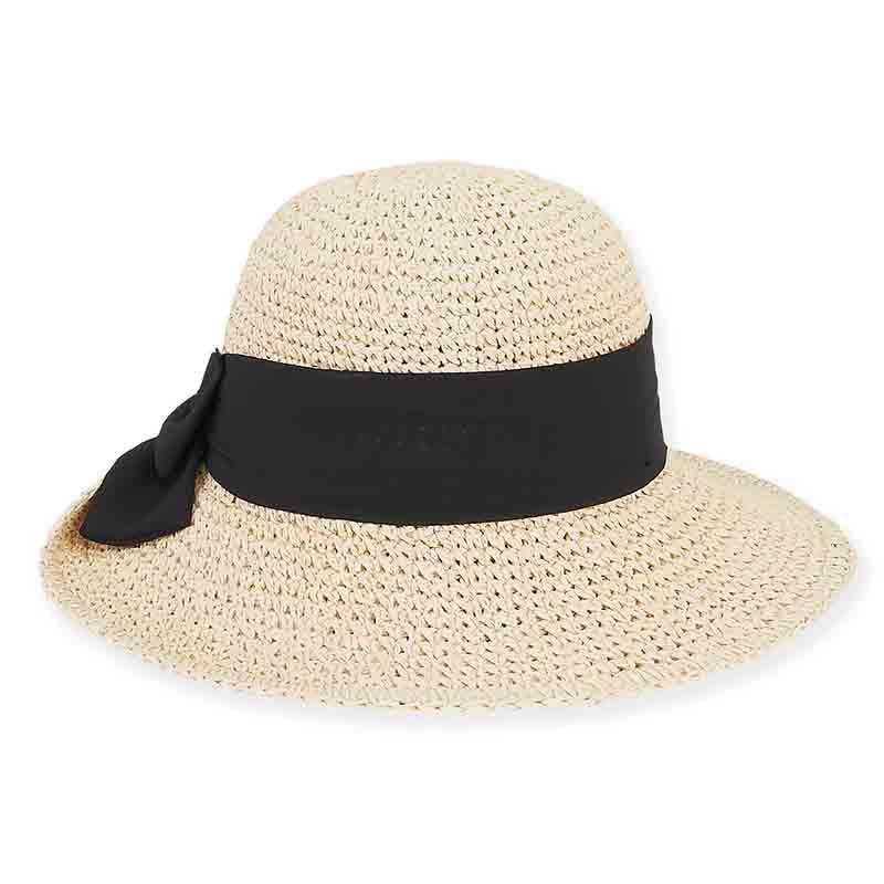 XL Size Women’s Hats: Benbow Crochet Hat with Chiffon Scarf – Sun ‘N’ Sand Hats Natural Large (59 cm)