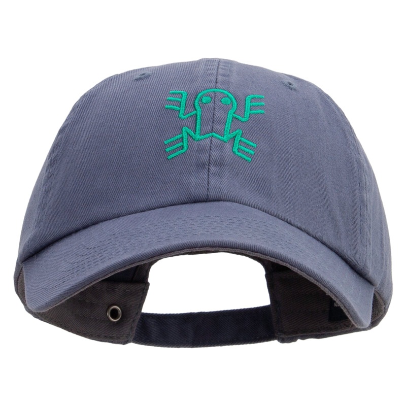 Aztec Frog Symbol Embroidered Low Profile Normal Dyed Cotton Cap Smoky Blue One Size