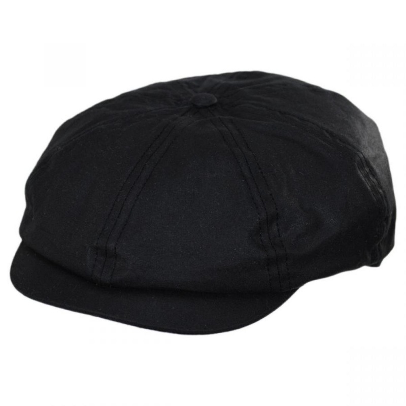 British Millerain Wax Cotton Newsboy Cap BLACK S