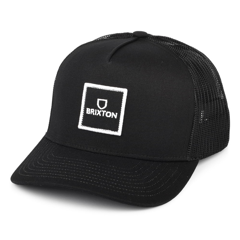 Brixton Hats Alpha Block NetPlus C MP Trucker Cap – Black Adjustable