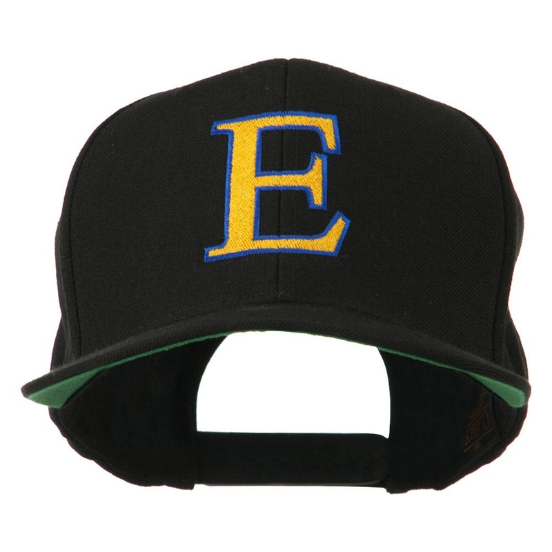 Greek Alphabet Epsilon Embroidered Flat Bill Cap Black One Size