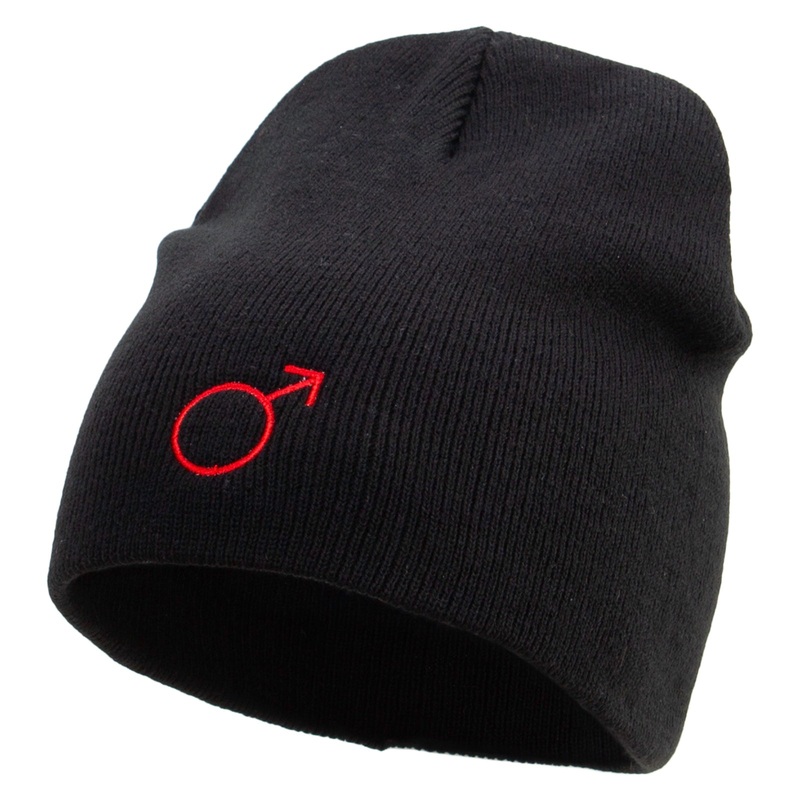 Mars Embroidered 8 Inch Short Beanie Black One Size
