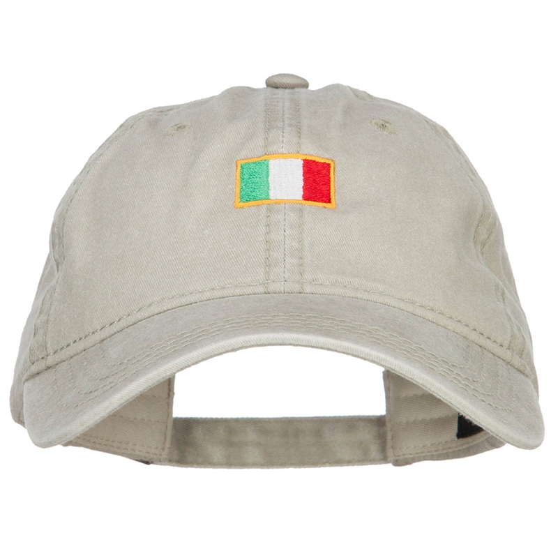 Mini Italy Flag Embroidered Washed Cap Khaki One Size