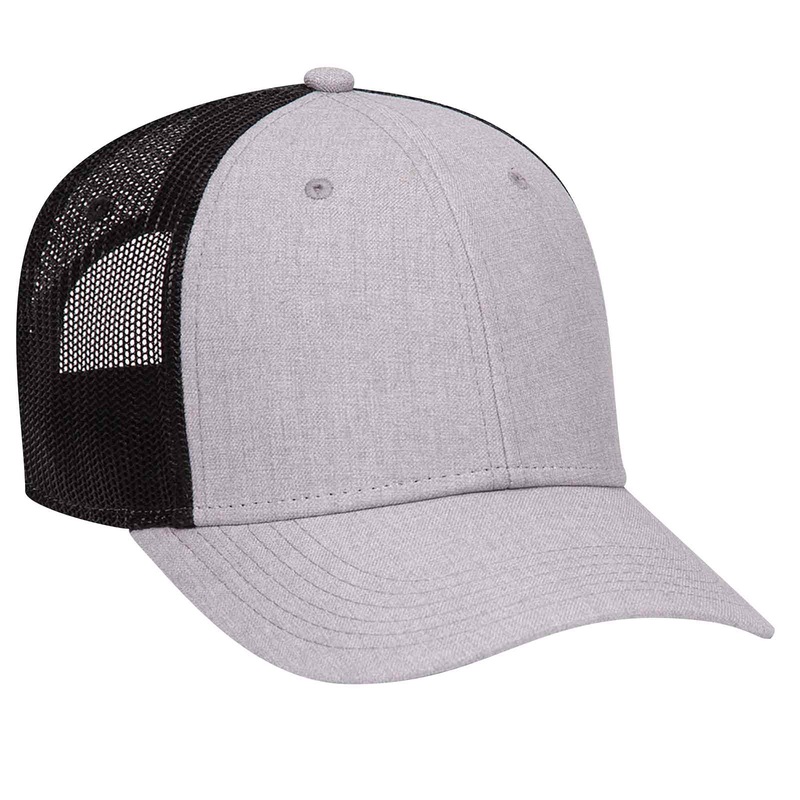 OTTO CAP 6 Panel Low Profile Mesh Back Trucker Hat, Cotton Blend Twill – 83-1239 H.Gray/H.Gray/Blk