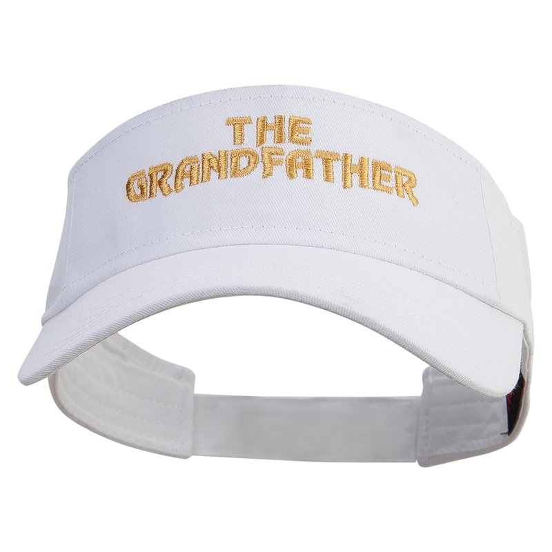 The Best Grandfather Embroidered Cotton Twill Sun Visor White One Size