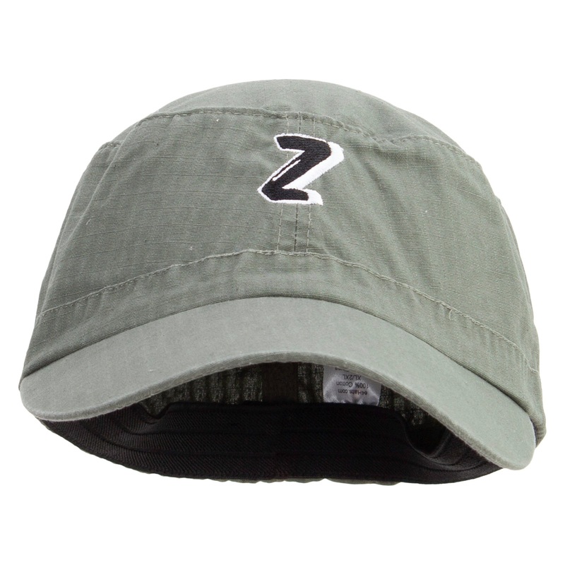 3D Comic Letter Z Design Embroidered Big Size Fitted Ripstop Cotton Military Army Cap Olive XL-2XL